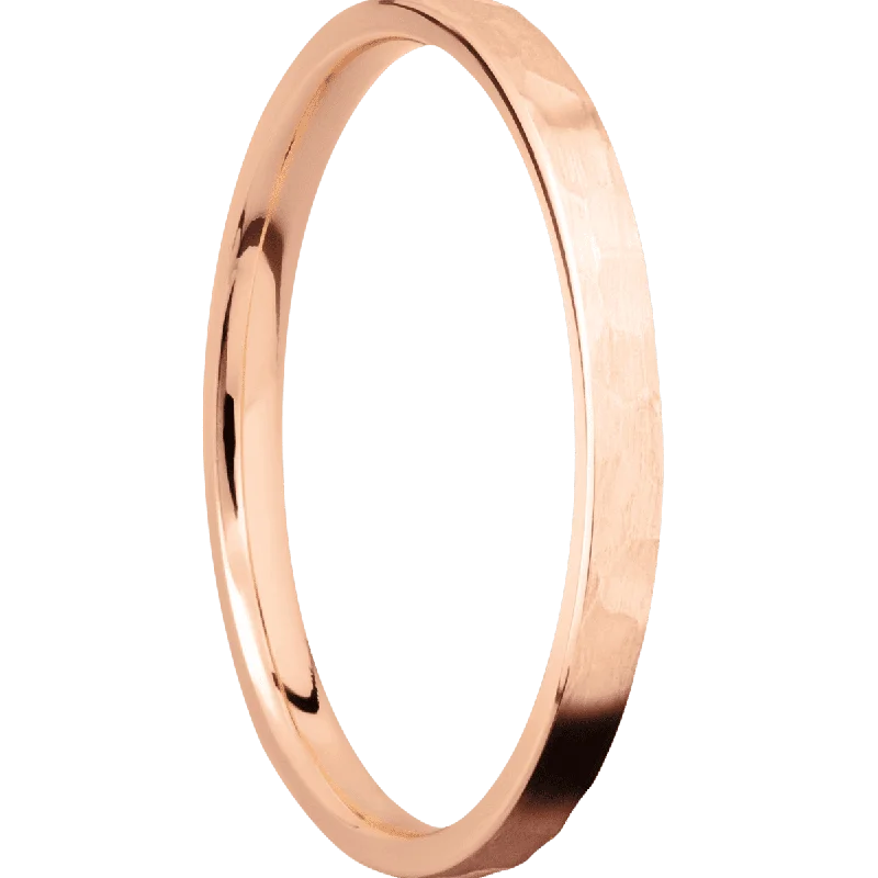 14K Rose Gold with Hammer Finish