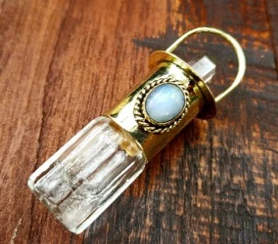 Gold Moonstone Perfume Bottle Necklace