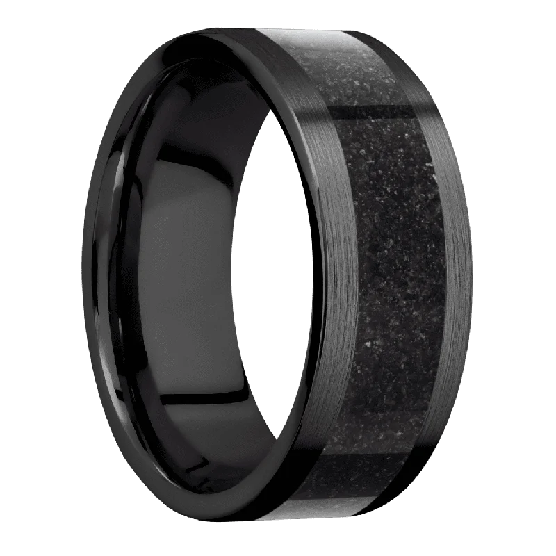 Zirconium with Satin Finish and Dinosaur Bone Black Inlay