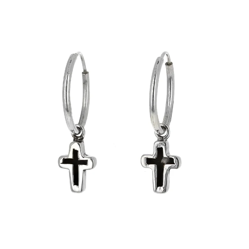 Cross Charm Hoop Earrings