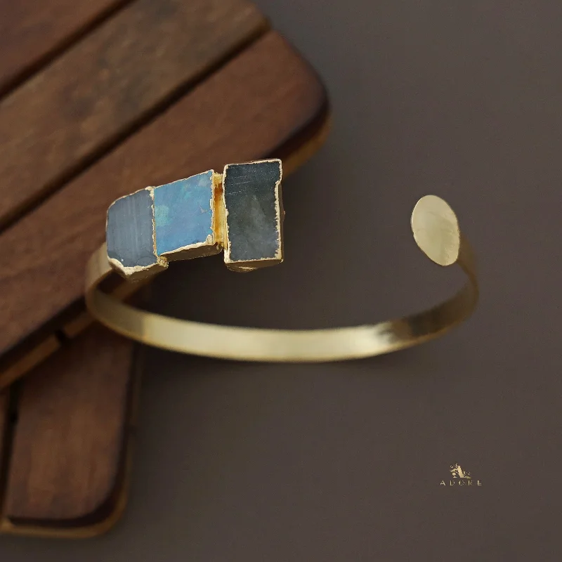 Sunehra Golden Tri Raw Stone Bangle