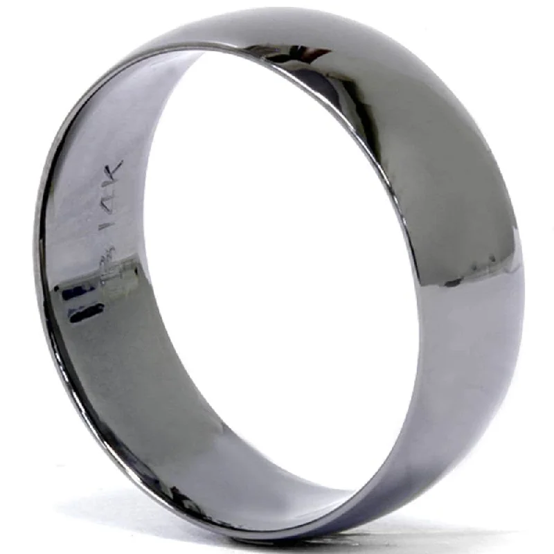 8mm High Polished Dome Wedding Band 14K Black Gold