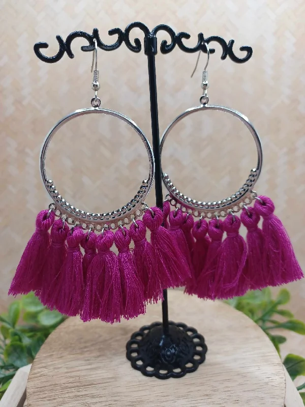 Dee Pink Tassel Earrings