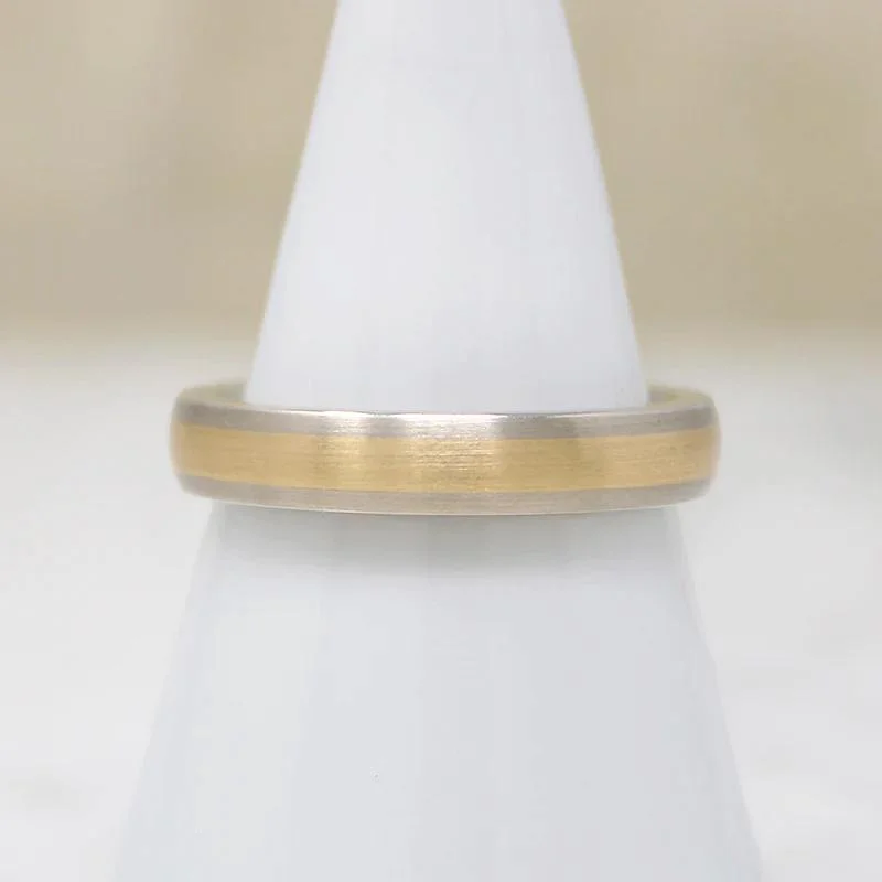 Slim Two-Tone Recycled Gold Wedding Band