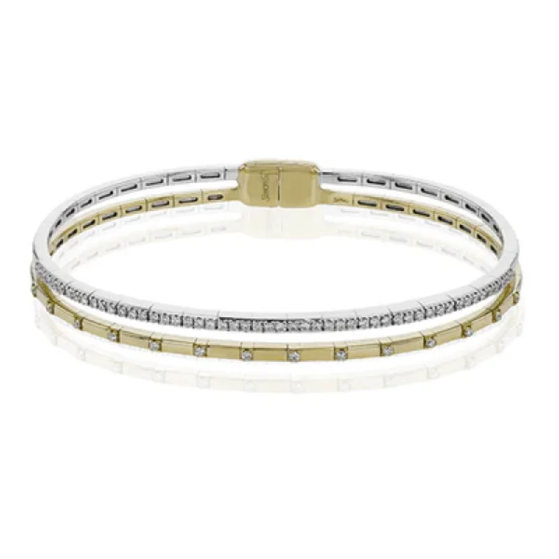 Simon G. 18k Two Row Bangle with Diamonds