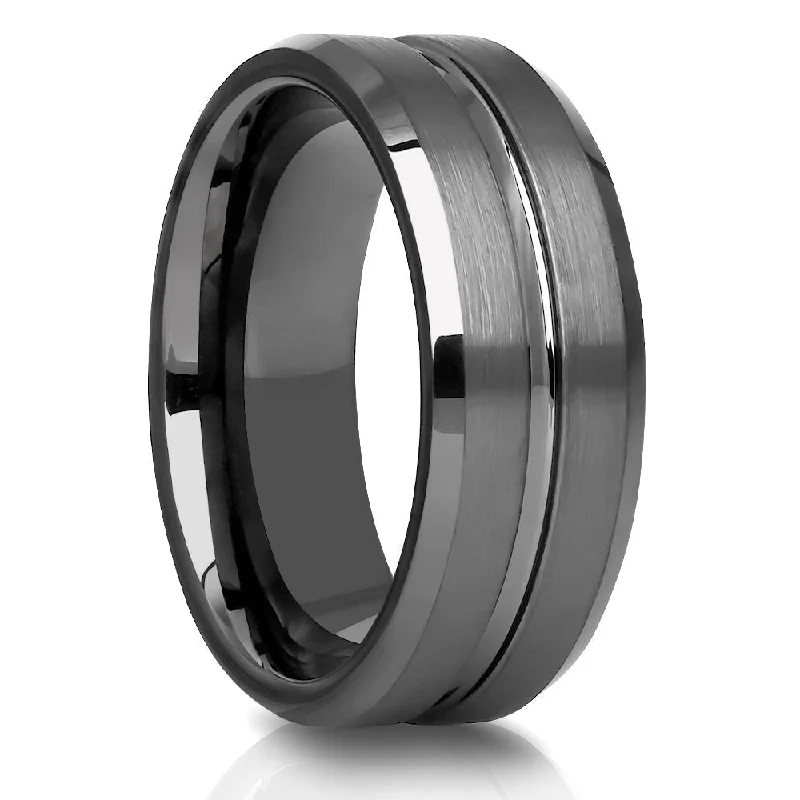 Gunmetal Tungsten Wedding Ring 8Mm Comfort Fit Anniversary Engagement Band