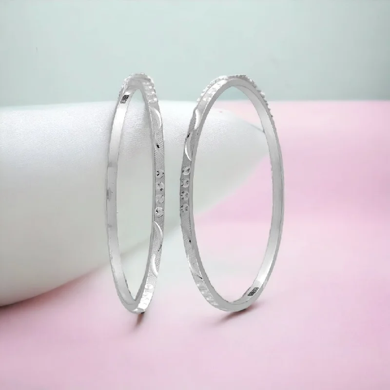 Pure 925 Sterling Silver Sleek Kids Bangle Pair