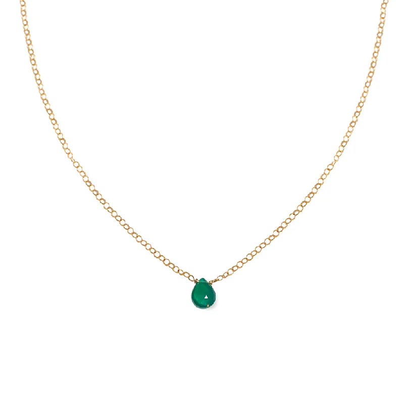 Short Gemstone Necklace - Green Onyx