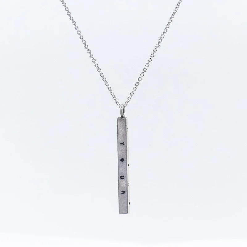 Medium Letter Pressed Bar Necklace