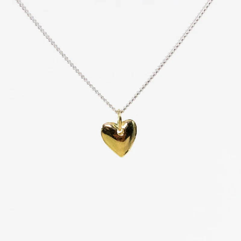 Gold Vermeil Heart Puff Necklace