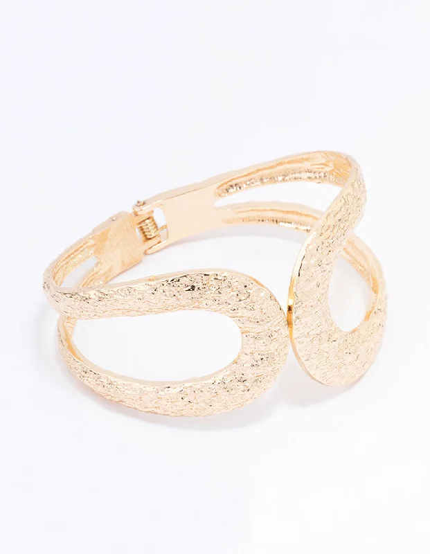 Gold Hammered Hinge  Bangle