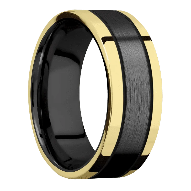 Zirconium with Satin Finish and 14K Yellow Gold Inlay