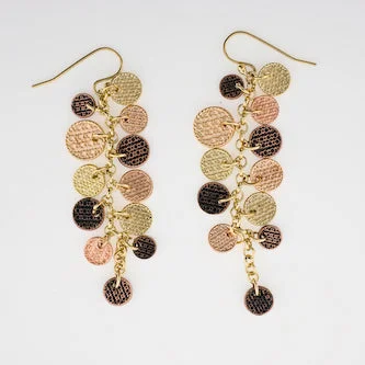 Golden Tri Tone Coin Dangle Fashion Earrings