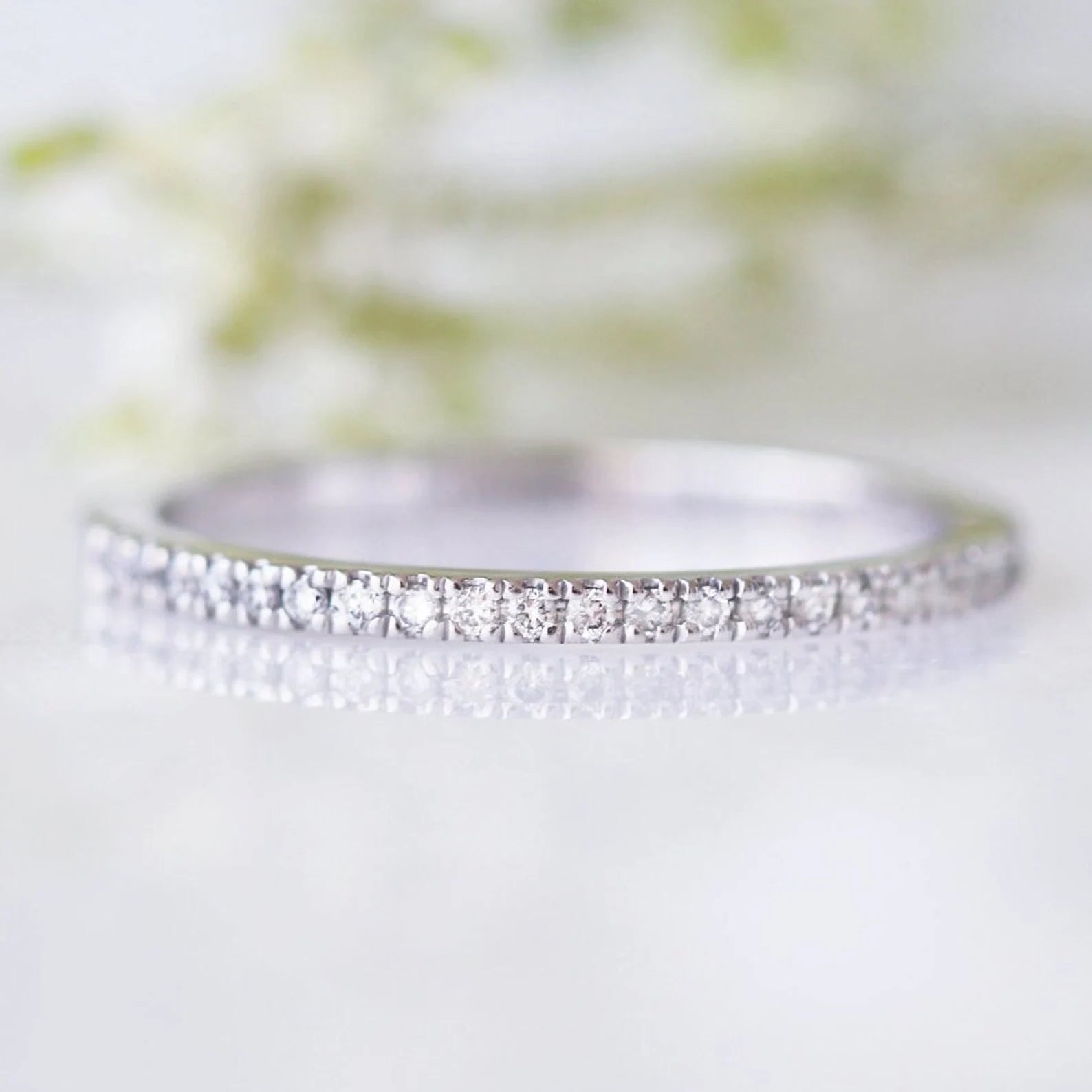 1.5MM Petite Diamond Wedding Band- 10K/ 14K/ 18K White Gold