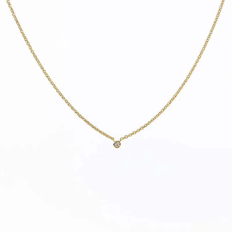 Tiny Cubic Zirconia Gold Vermeil Solitaire Necklace