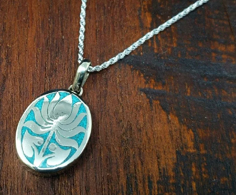 Tibetan Turquoise Lotus Flower Necklace