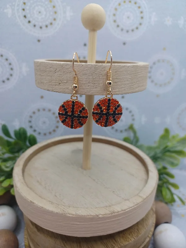 Rhinestone Basketball Earrings