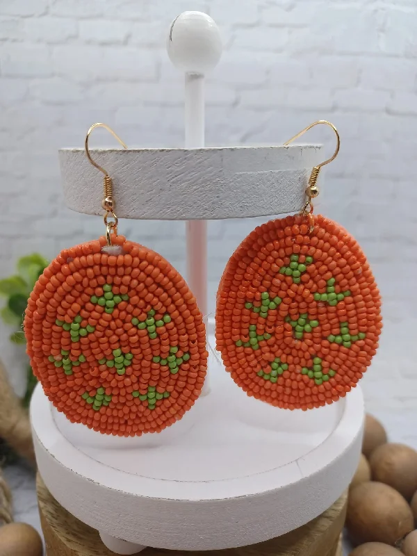 Orange & Green Sea beaded Earrings