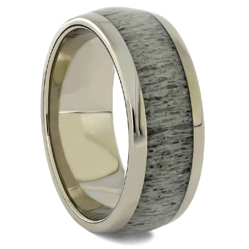 Deer Antler Wedding Band in White Gold