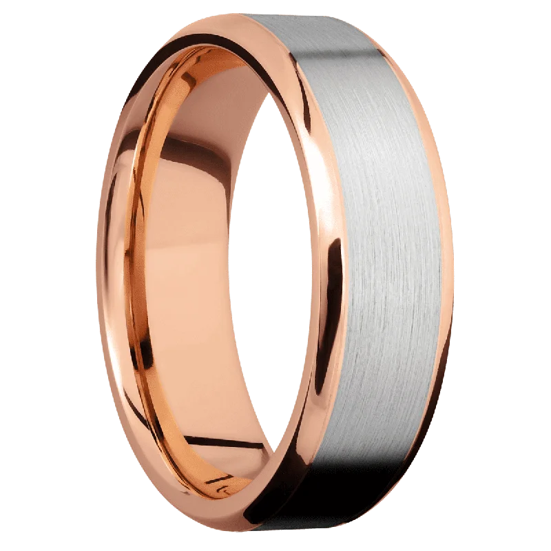 14K Rose Gold with Polish , Polish Finish and 14K White Gold Inlay