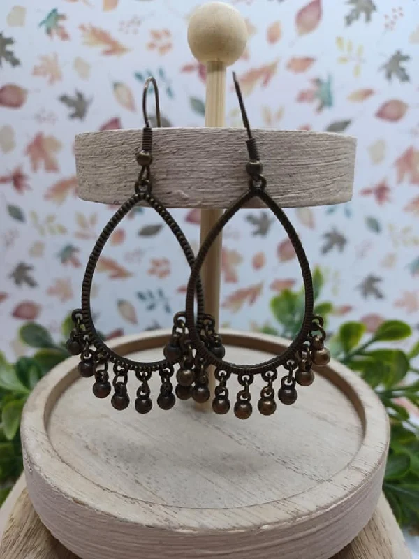 Brass Teardrop Earrings w/ Brass Dangle Beading