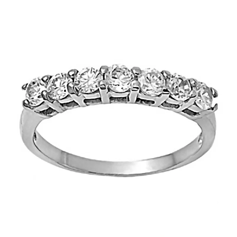 Prunella: 0.77ct 7 stone Russian IOF CZ Semi-eternity Wedding Band