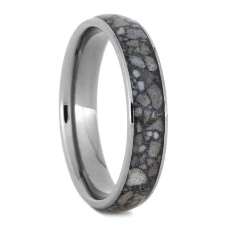 Crushed Deer Antler Wedding Band In Titanium