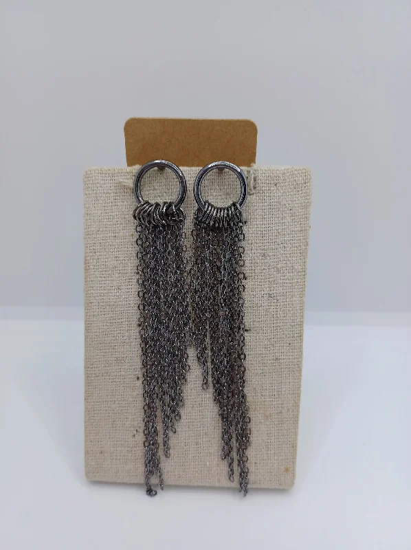 Gunmetal Circle Earrings w/ Tassels