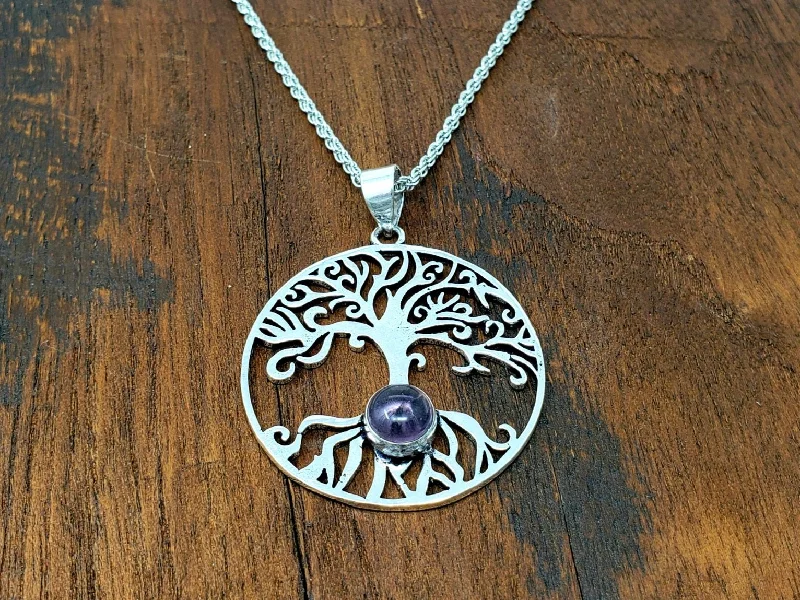 Amethyst Tree of life Pendant Necklace