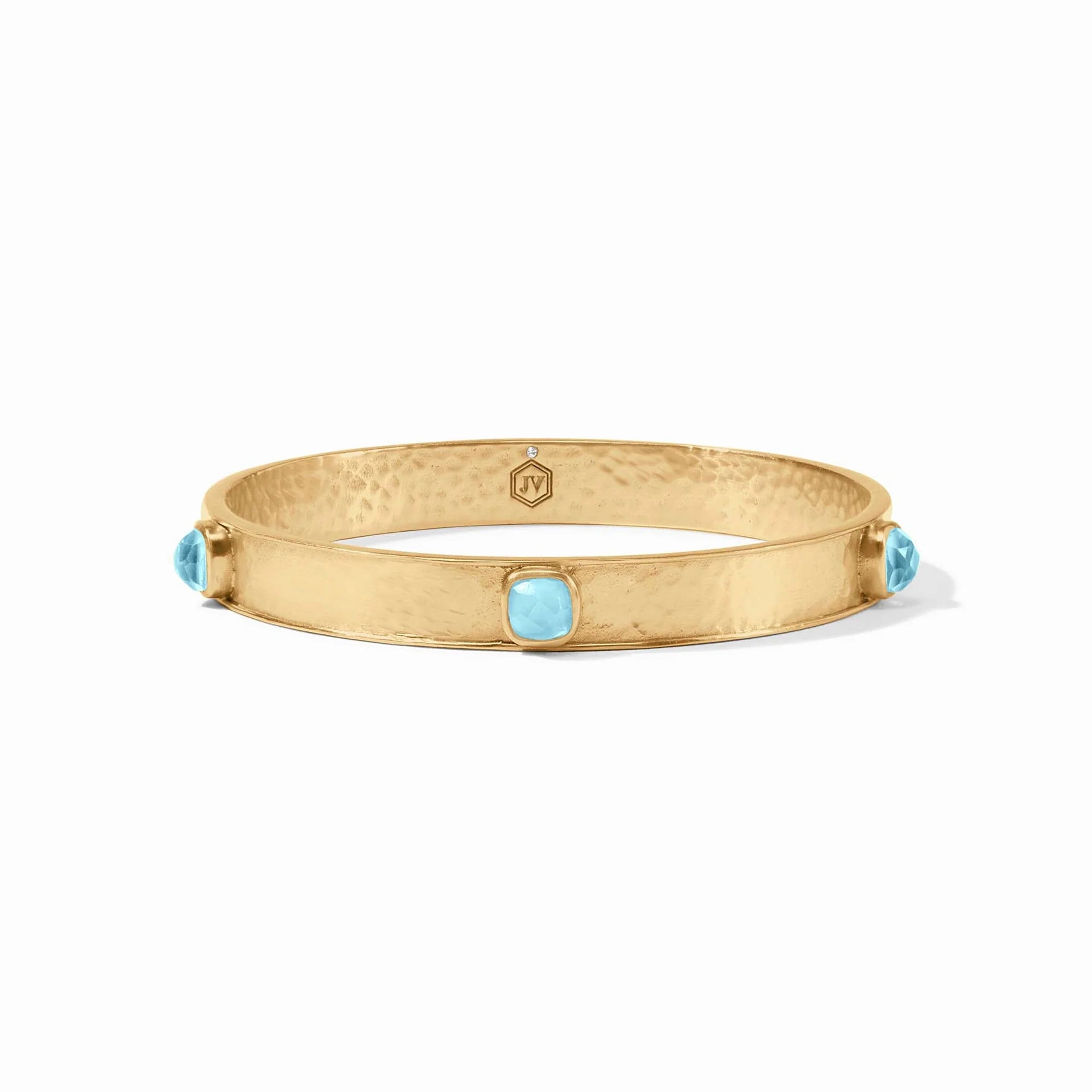 Julie Vos | Catalina Stone Bangle with Iridescent Capri Blue Stones in Gold