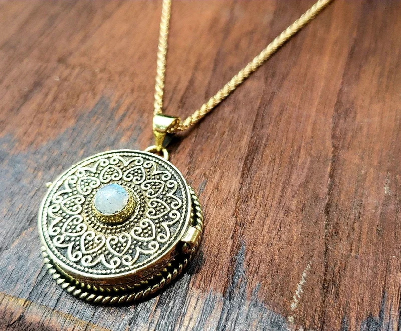 Moonstone Mandala Locket Necklace