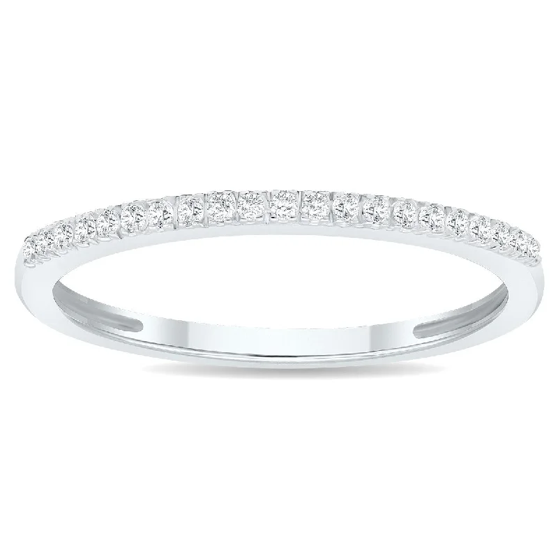 Women's 1/10 Carat TW 1MM Thin Diamond Wedding Band in 10K White Gold