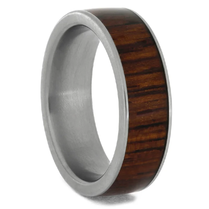 Honduran Rosewood Wedding Band in Matte Titanium