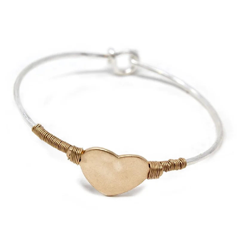 Two Tone Heart Hook Bangle Gold T