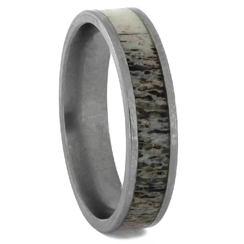 Men's Deer Antler Wedding Ring in Titanium