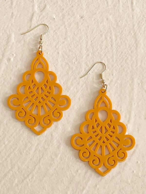 Yellow Whimsical Patterned Earrings