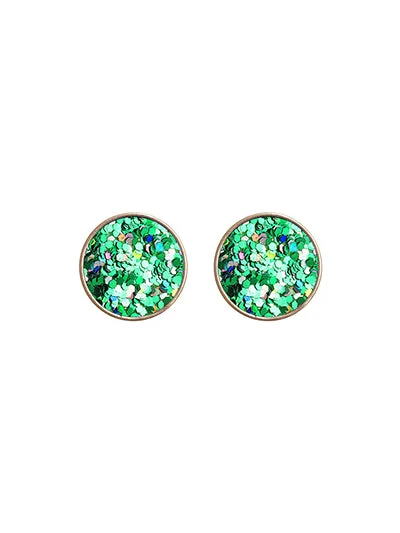 Green Glitter Earrings