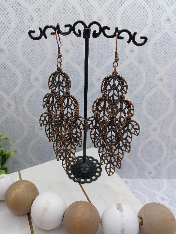 Copper Layered Leaf Style Earrings