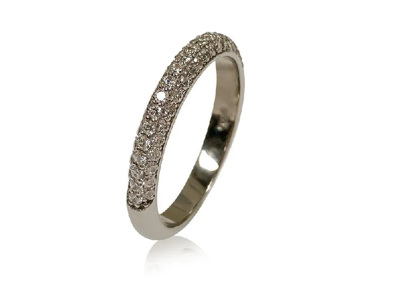 Micropave set cz in 3 rows 3mm wide dome wedding band