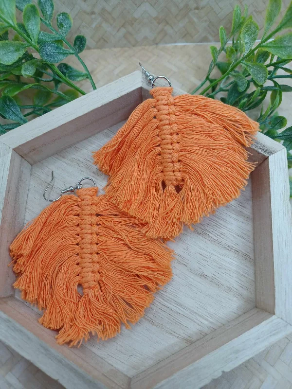 Orange Macrame Earrings