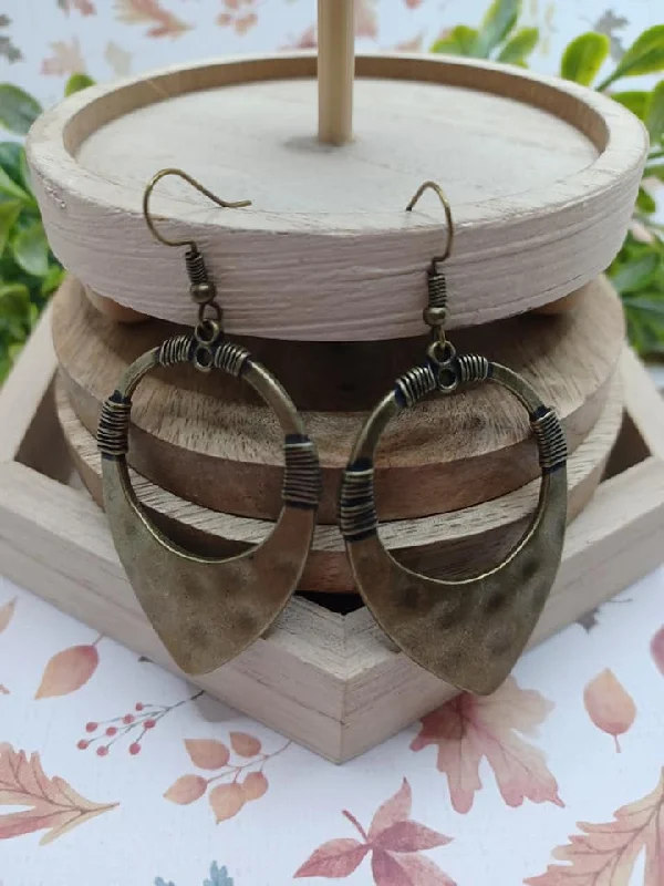 Brass Aztec Style Hammerd Earrings