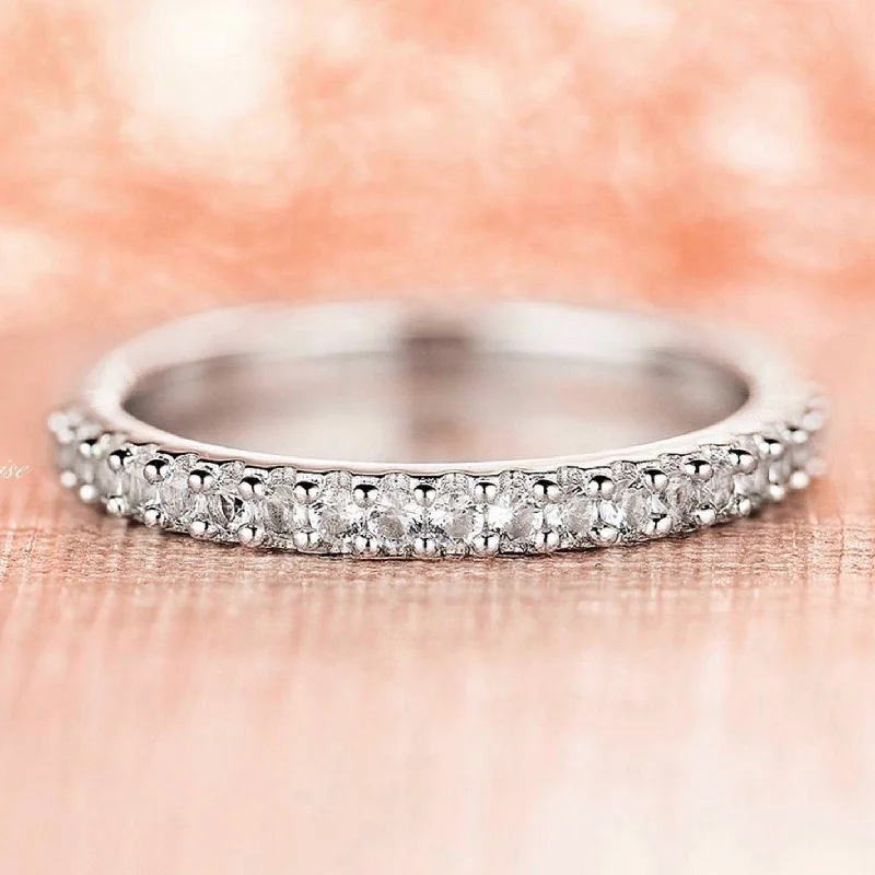 2MM Diamond Wedding Band- 14K White Gold