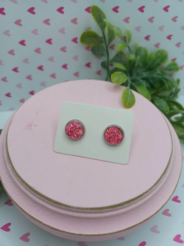 Pink Druzy Style Earrings