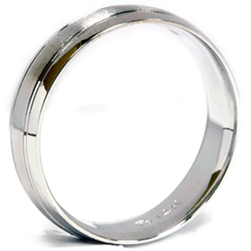 Mens 14K White Gold 6mm Brushed Wedding Band Ring New