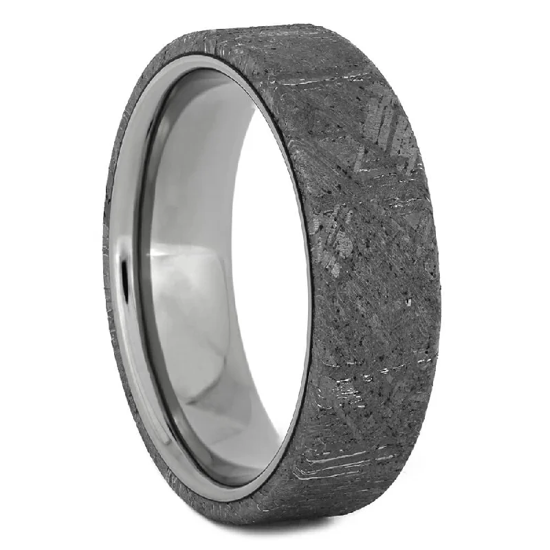 Men's Wedding Band with Gibeon Meteorite