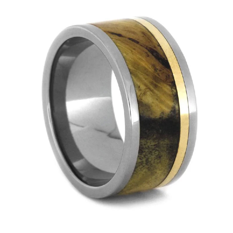 Interchangeable Ring with Buckeye Burl and Bronze Inlays