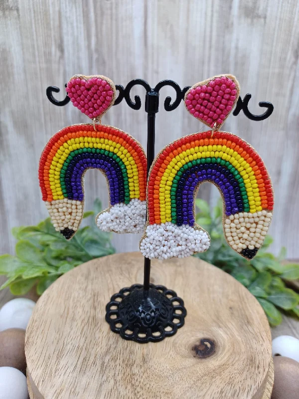 Seabeaded Rainbow Pencil Earrings