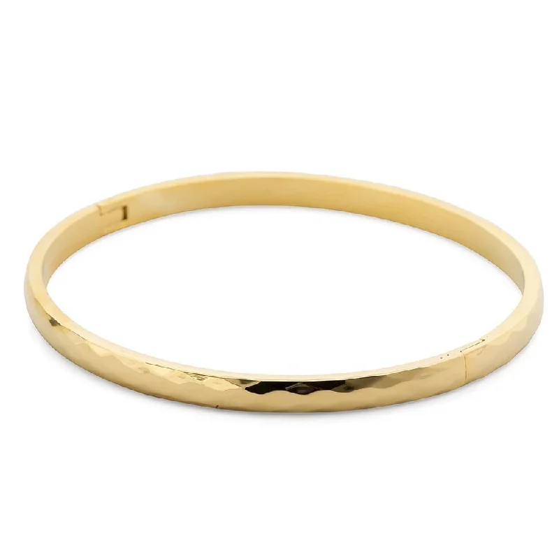 Stainless Steel Hinged Textured Bangle Gold Plated