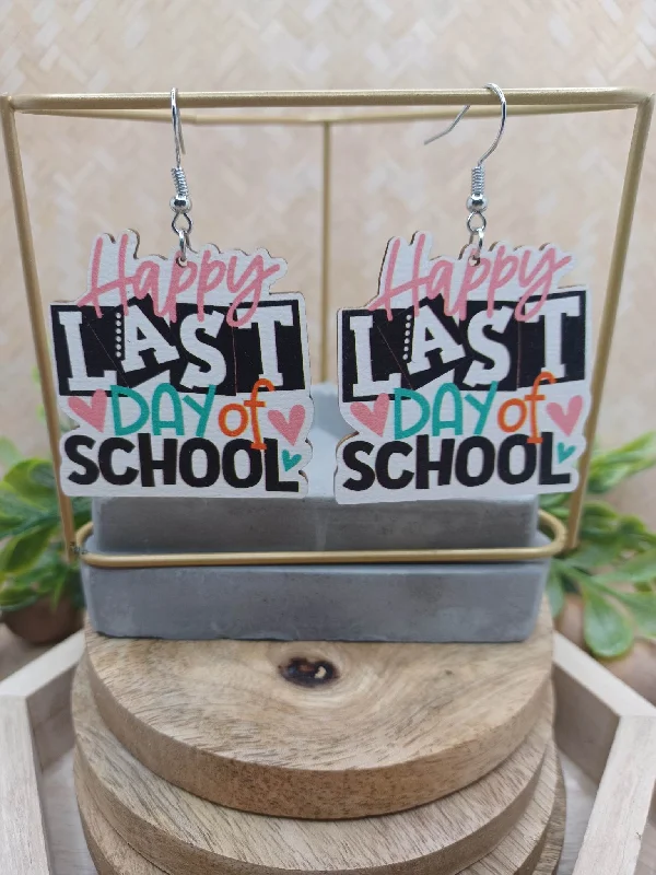 Happy Last day of School Wooden Earrings