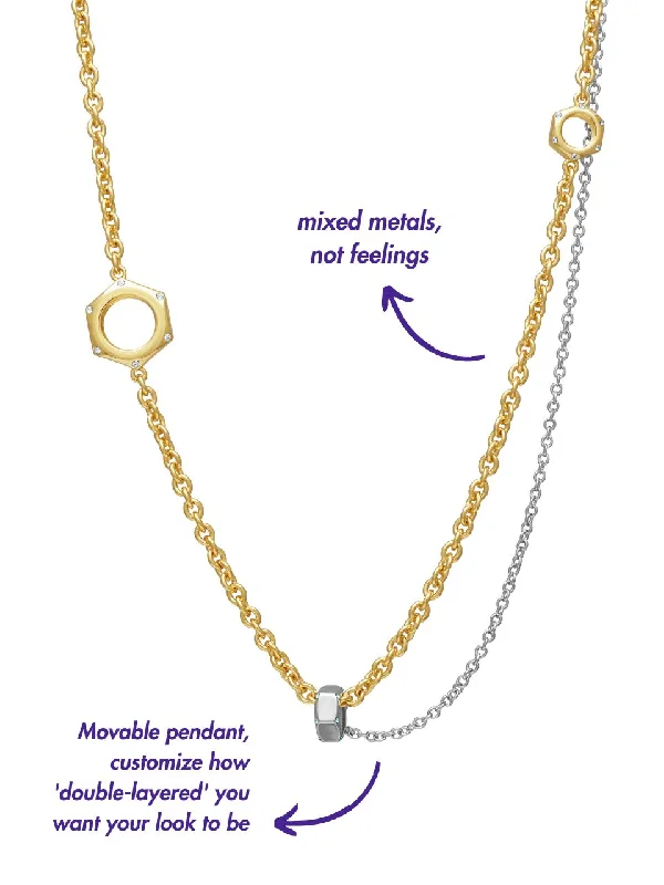 Play-Layer Hex Nut Necklace - Gold